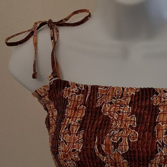 Orange and white waffle crop top with straps tied in loops Small SANS SOUCI - Picture 3 of 7